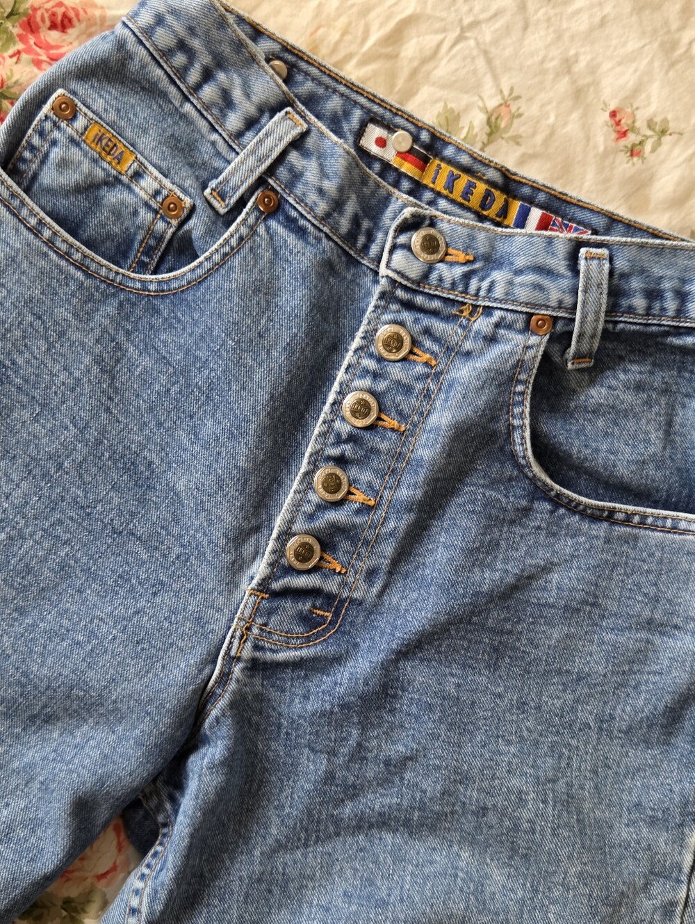 Vintage Ikeda High Waisted Button Fly Jeans Sz 27 90s Grunge Denim 👖